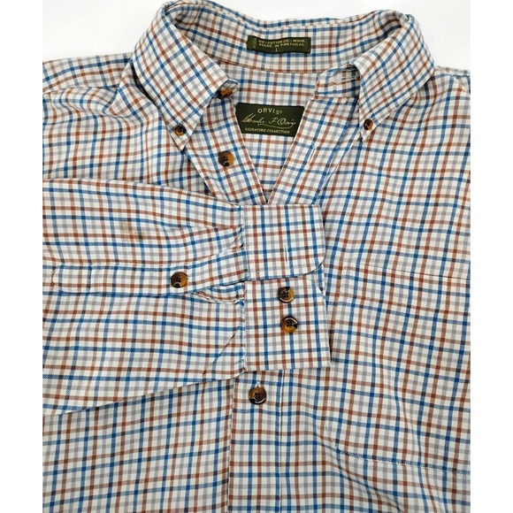 Orvis Other - Orvis Triblend Flannel Shirt Large Olive Green Check Classic Fit Wool Tencel